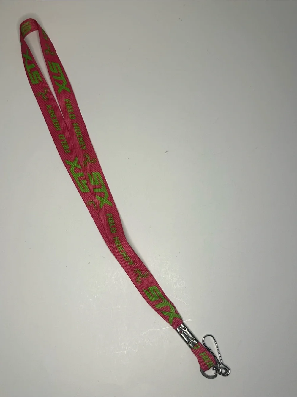 STX Field Hockey Hot Pink & Green Lanyard Keychain Metal Snap Hook Clip